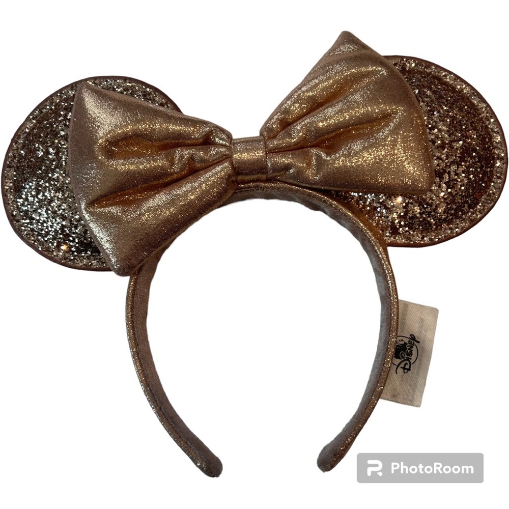 Disney rose gold Minnie Mouse ears glitter bow